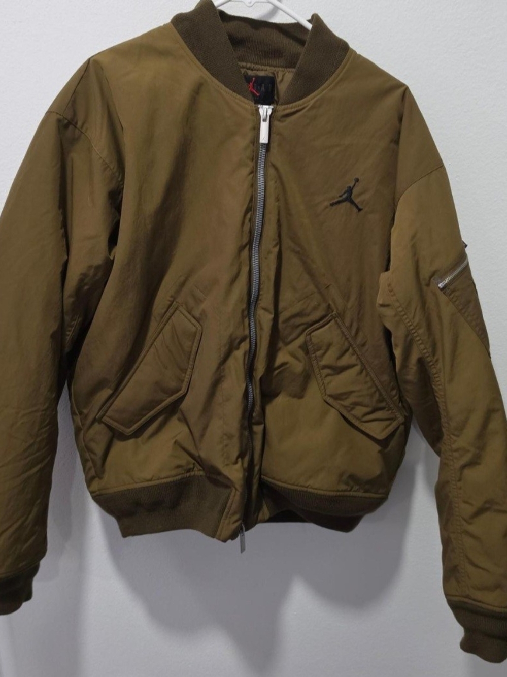 Jordan Olive Green Men’s Bomber Jacket with Jumpman Logo